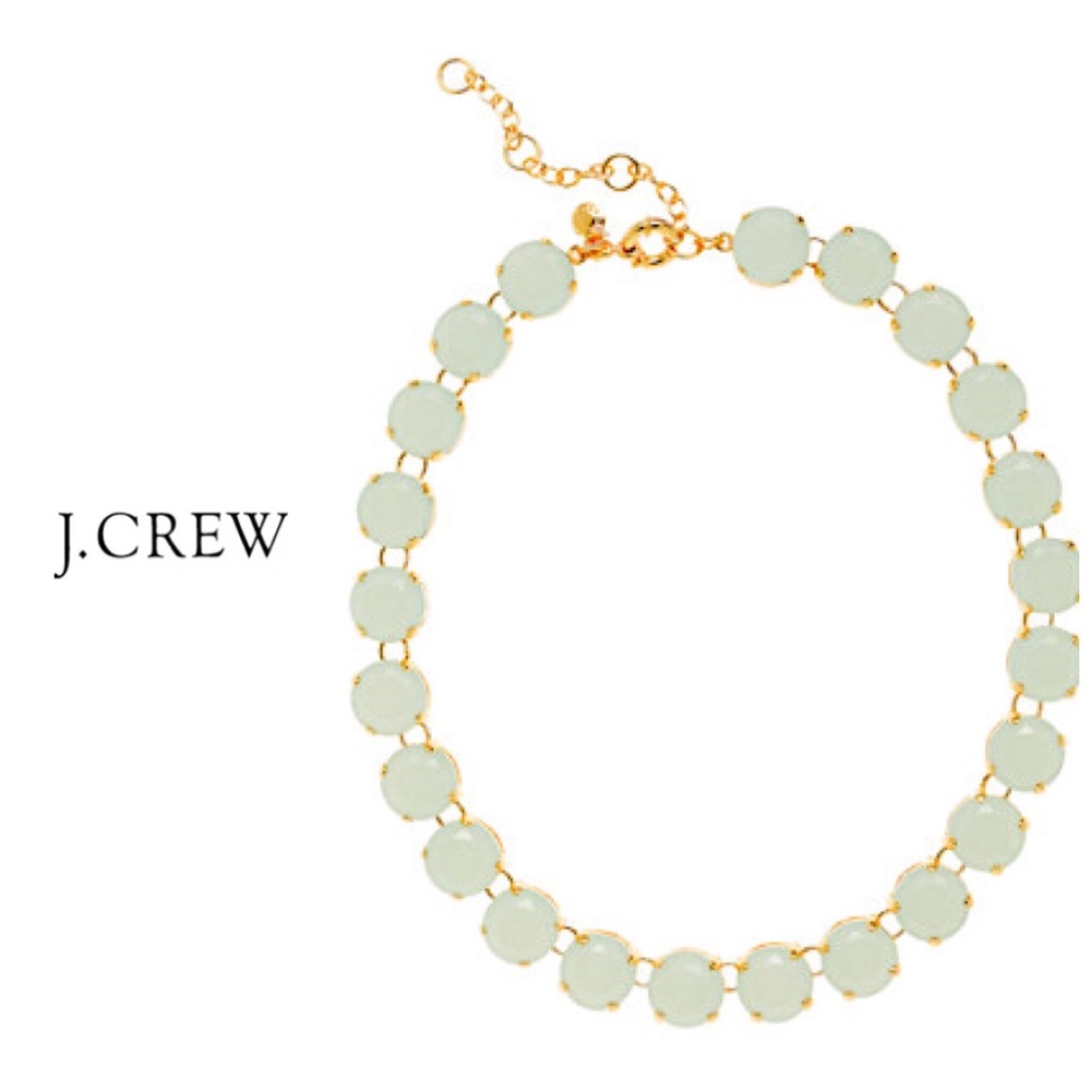 J. Crew Mint Green and Gold Crystal Collar Necklace